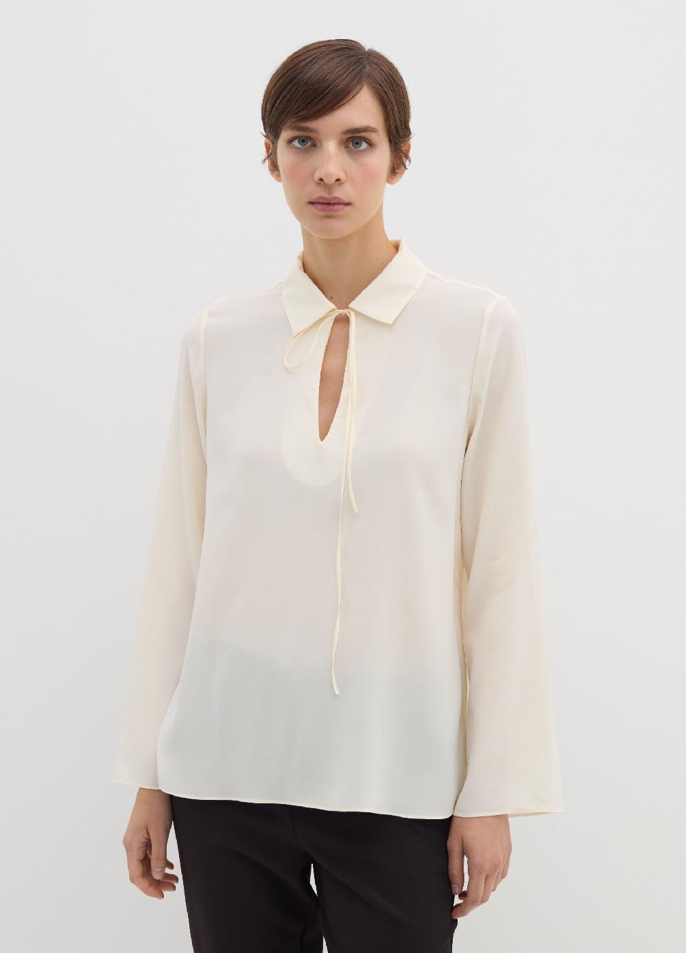 Stefanel Blusa in crêpe de chine con scollo a polo Offerta San Valentino