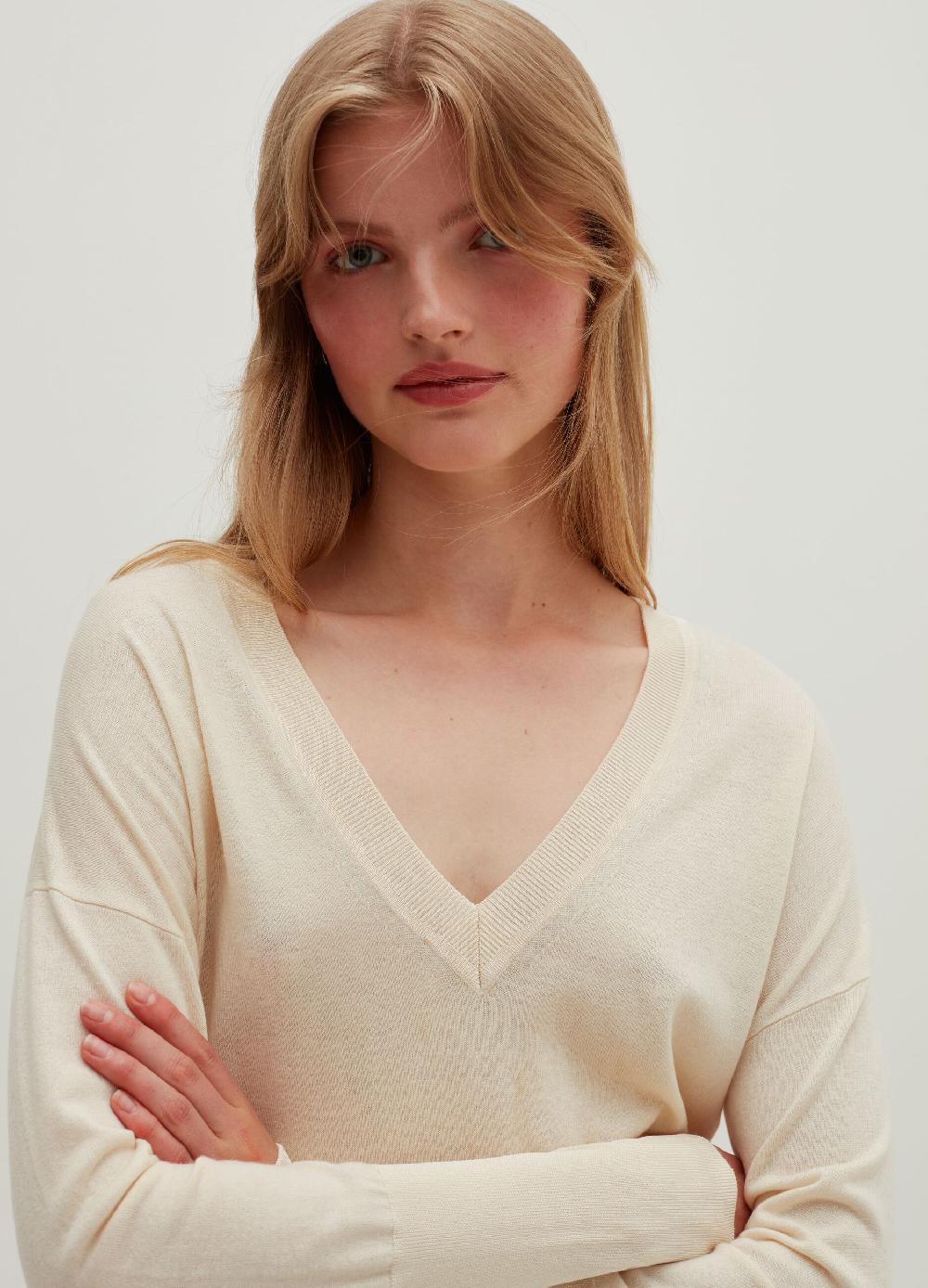 Stefanel Pullover in lana e seta con scollo a V Sconti VIP