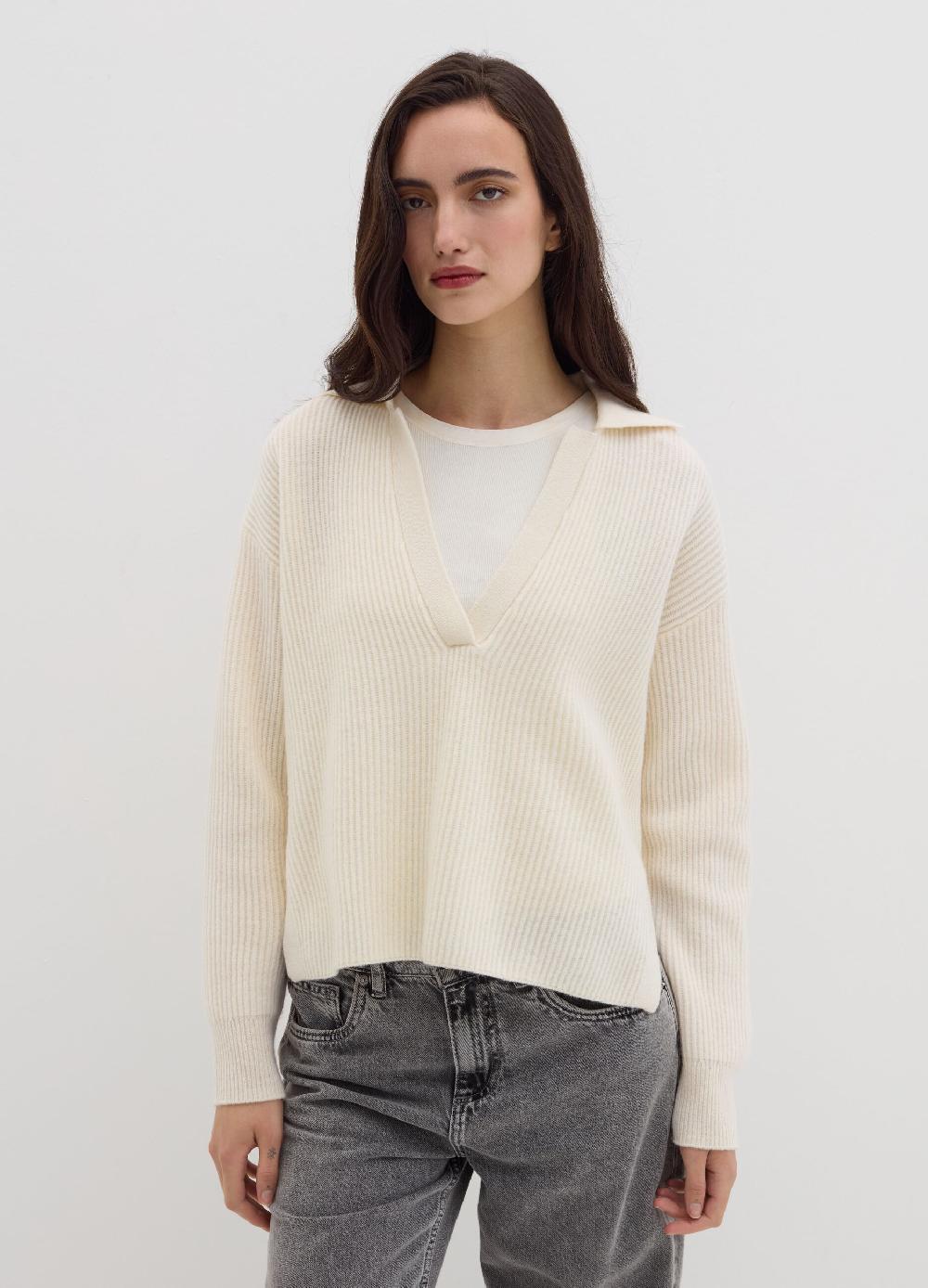Stefanel Maglia in lana cardata con scollo a polo Super Saving Price
