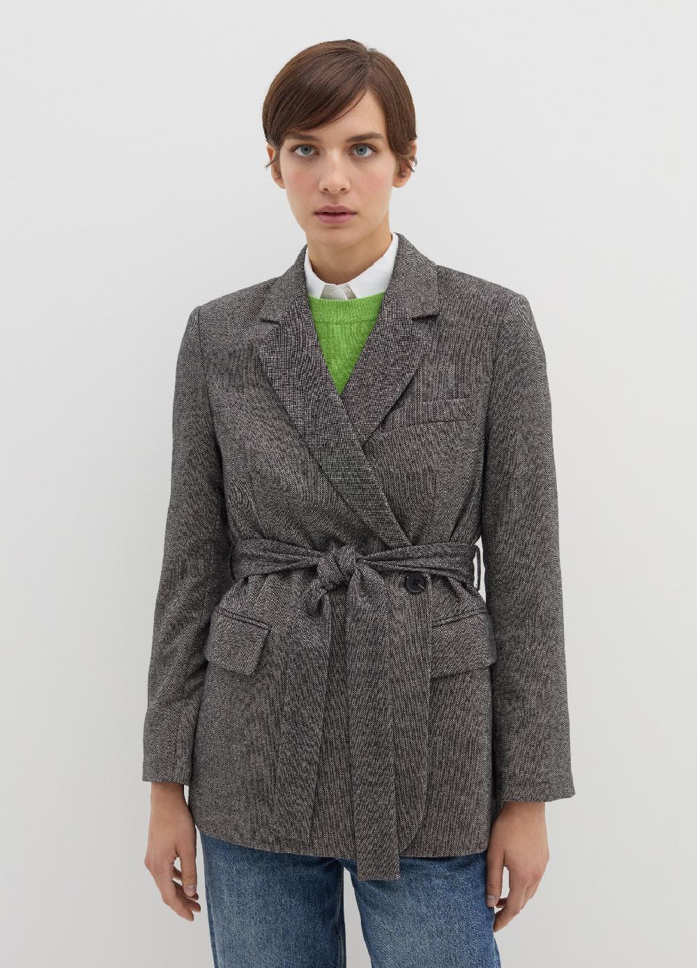 Stefanel Blazer doppiopetto in tweed con cintura Nuovo