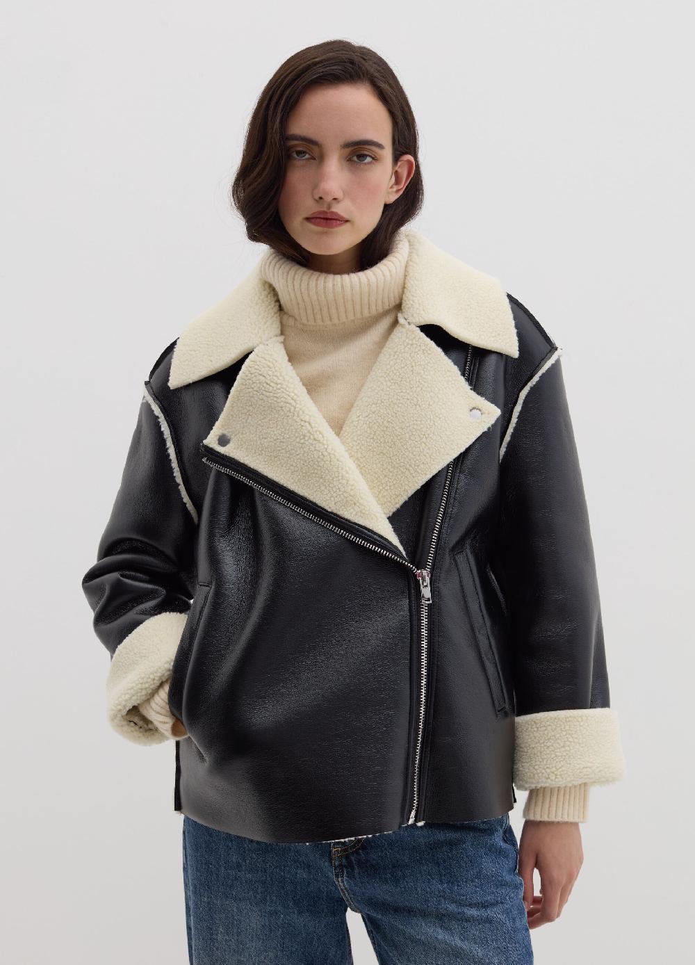 Stefanel Montone effetto lucido con interno in shearling Negozi Online