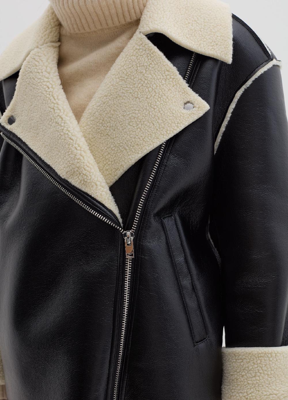 Stefanel Montone effetto lucido con interno in shearling Negozi Online