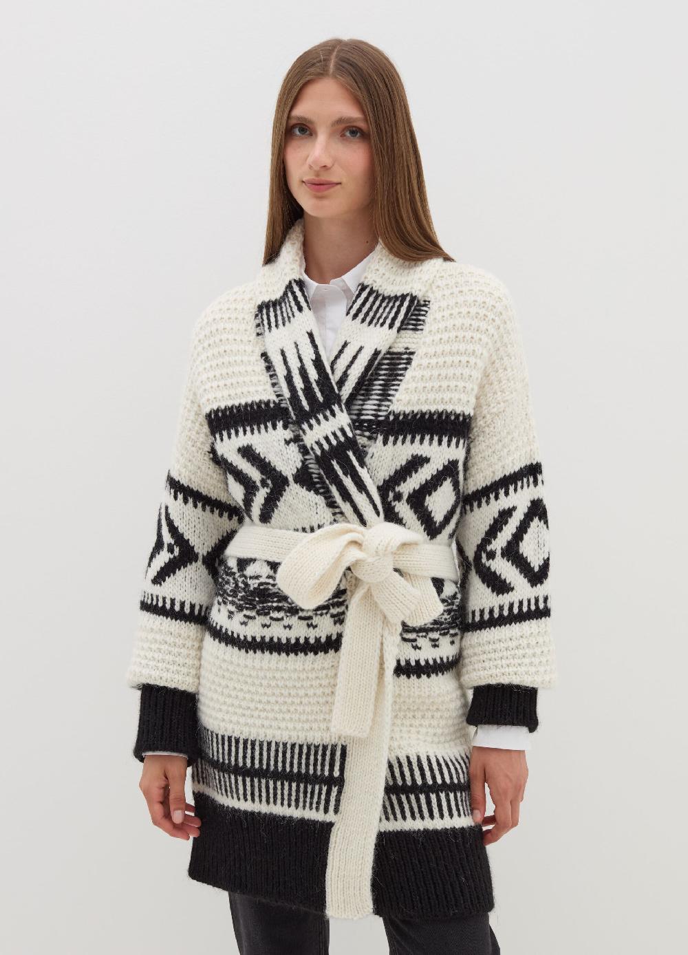 Stefanel Coatigan in stoppino con motivo jacquard In Vendita