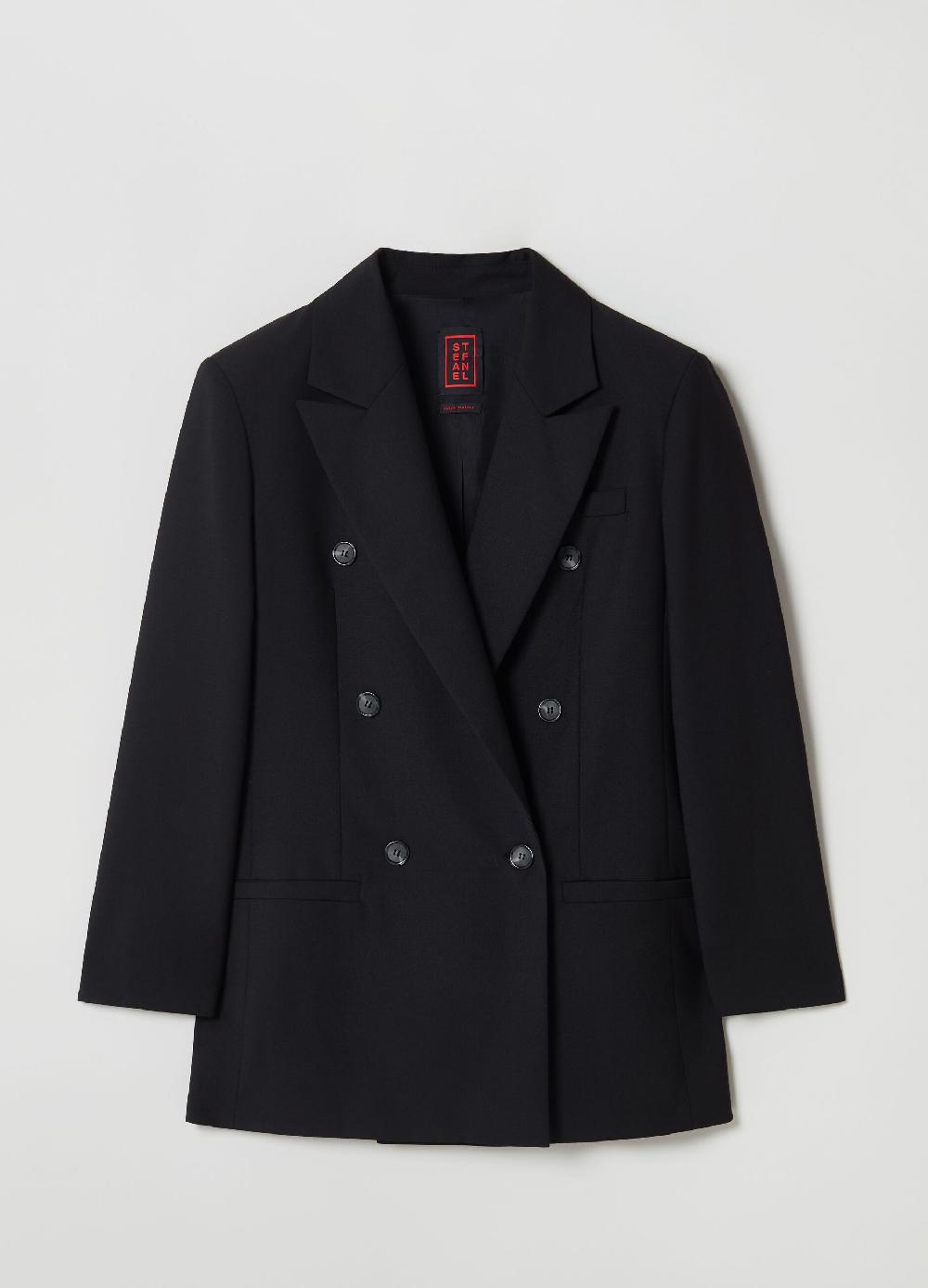 Stefanel Blazer doppiopetto con bottoni striati Vendita Calda