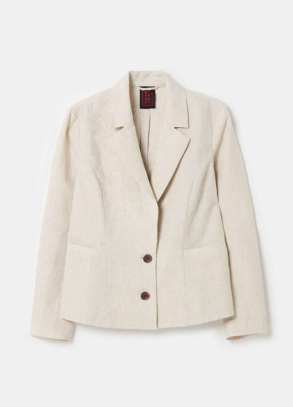 Stefanel Blazer regular fit monopetto in lino Negozio