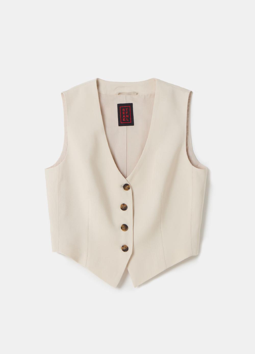 Stefanel Gilet monopetto in twill tecnico In Saldo