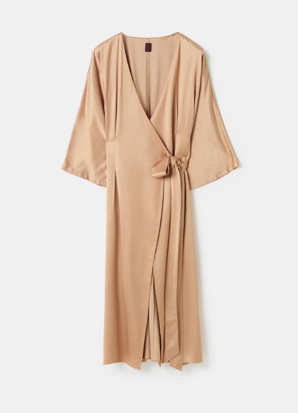 Stefanel Abito midi in satin con cintura Spedizione gratuita