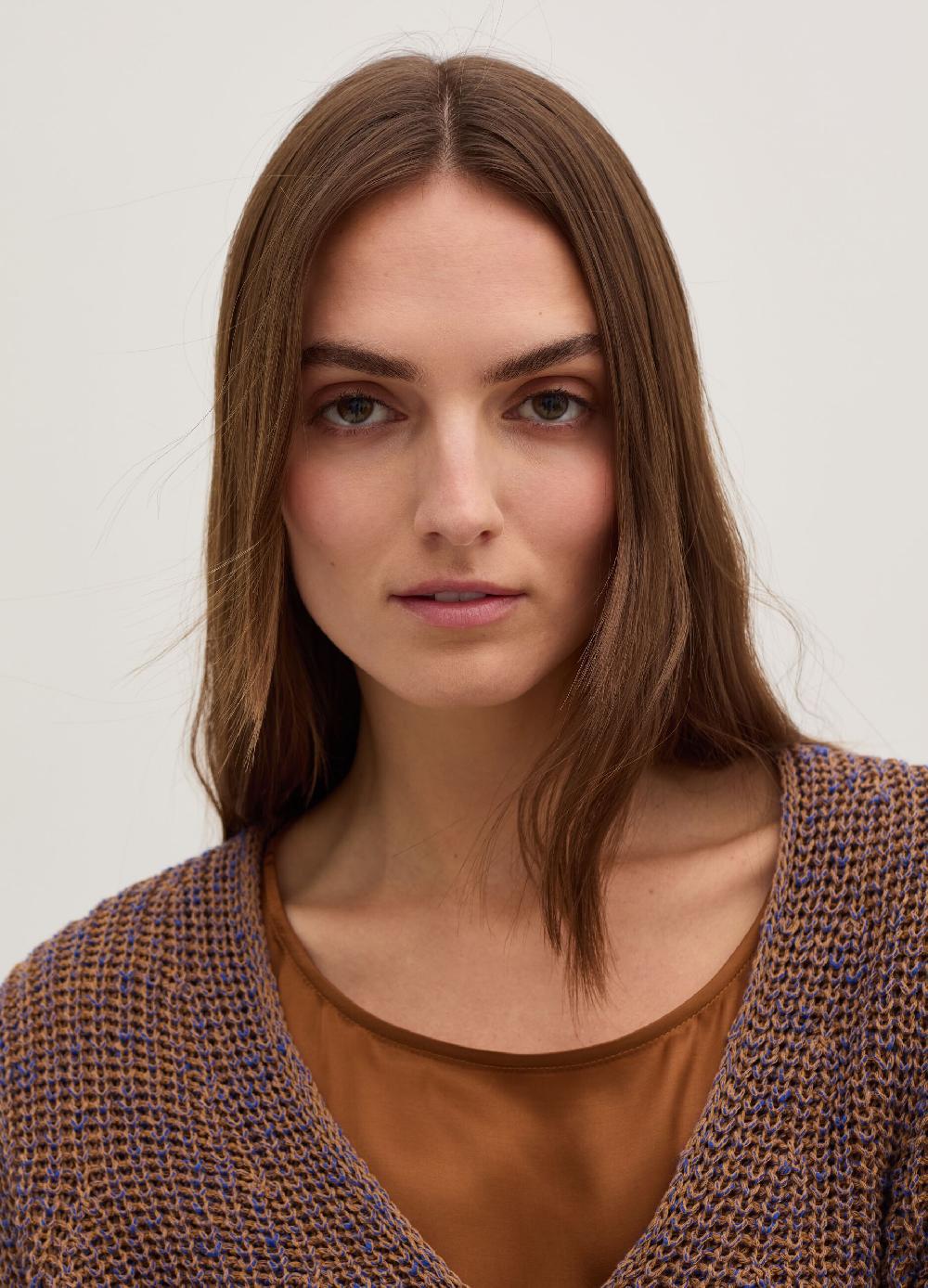 Stefanel Pullover con fantasia bicolore scollo a V Grande vendita