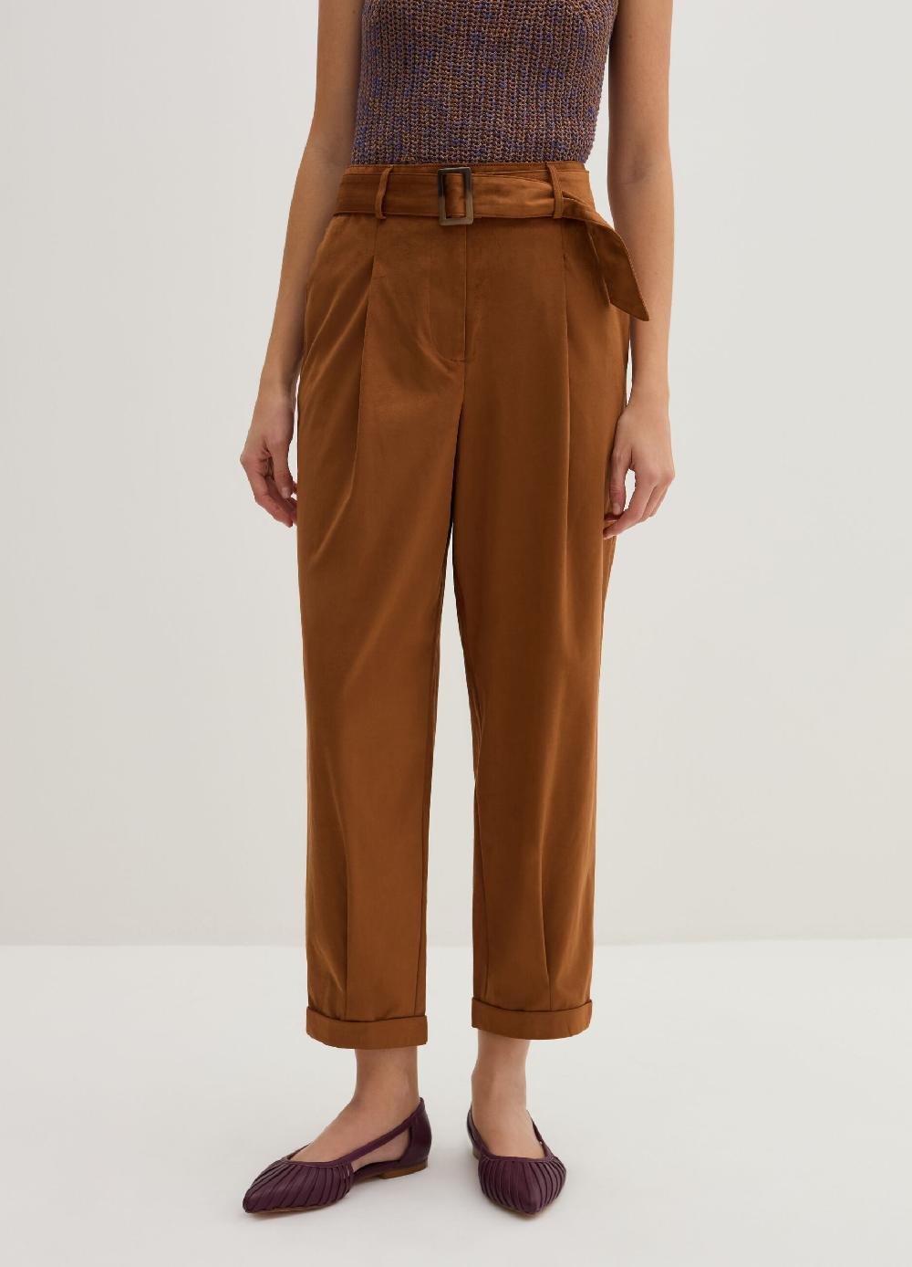Stefanel Pantalone a sigaretta ankle fit in suede Offerta Pasqua
