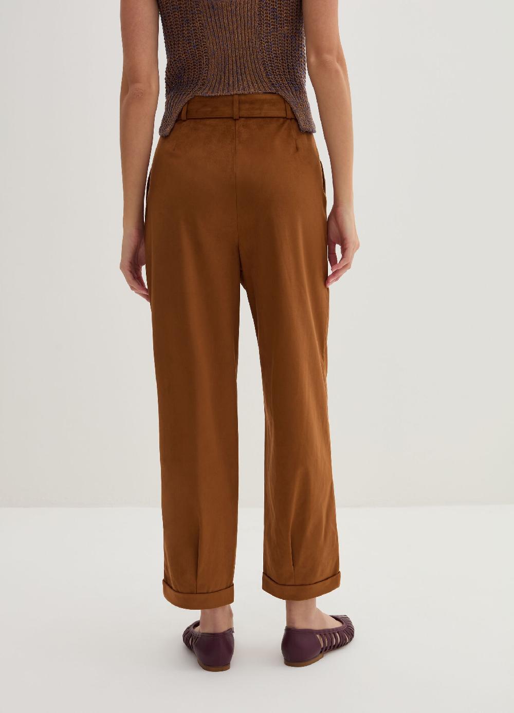 Stefanel Pantalone a sigaretta ankle fit in suede Offerta Pasqua