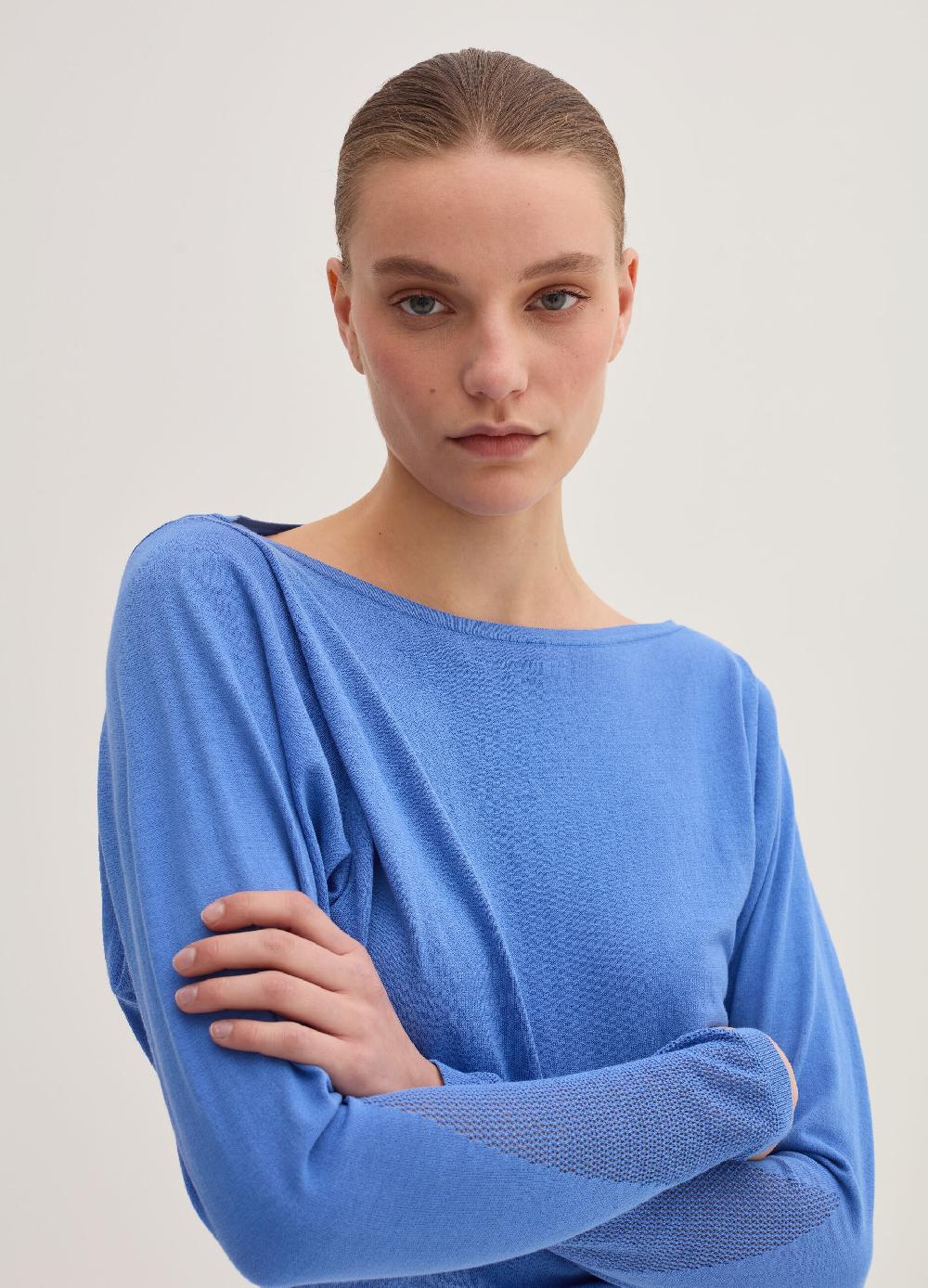 Stefanel Maglia crop in crêpe con inserto in mesh Smaltimento dello stoccaggio