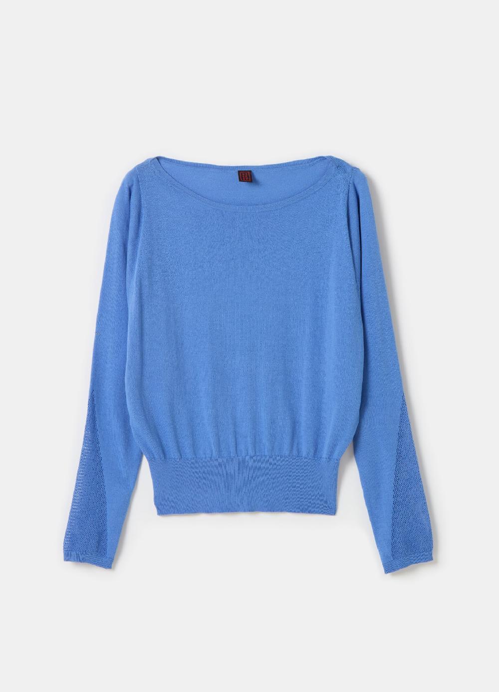 Stefanel Maglia crop in crêpe con inserto in mesh Smaltimento dello stoccaggio