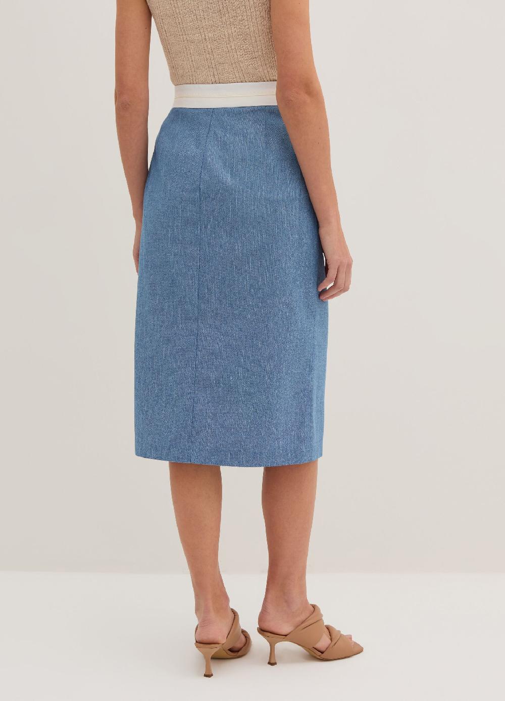 Stefanel Gonna midi sartoriale a tubo effetto denim Grandi sconti