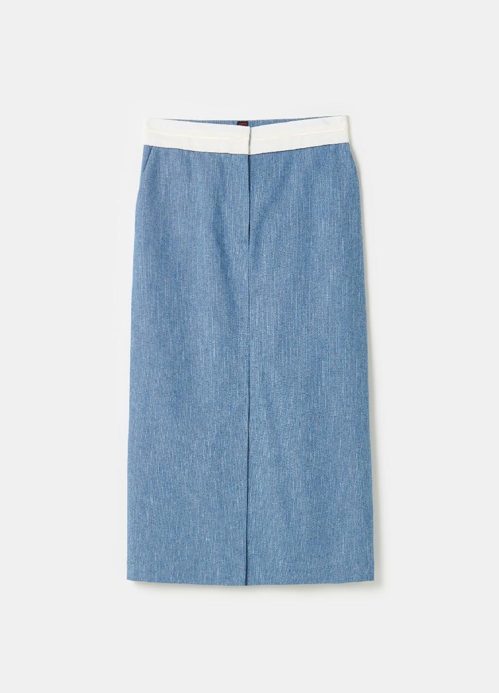Stefanel Gonna midi sartoriale a tubo effetto denim Grandi sconti