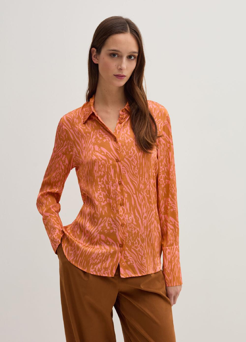 Stefanel Camicia in satin con stampa moire Prezzo basso