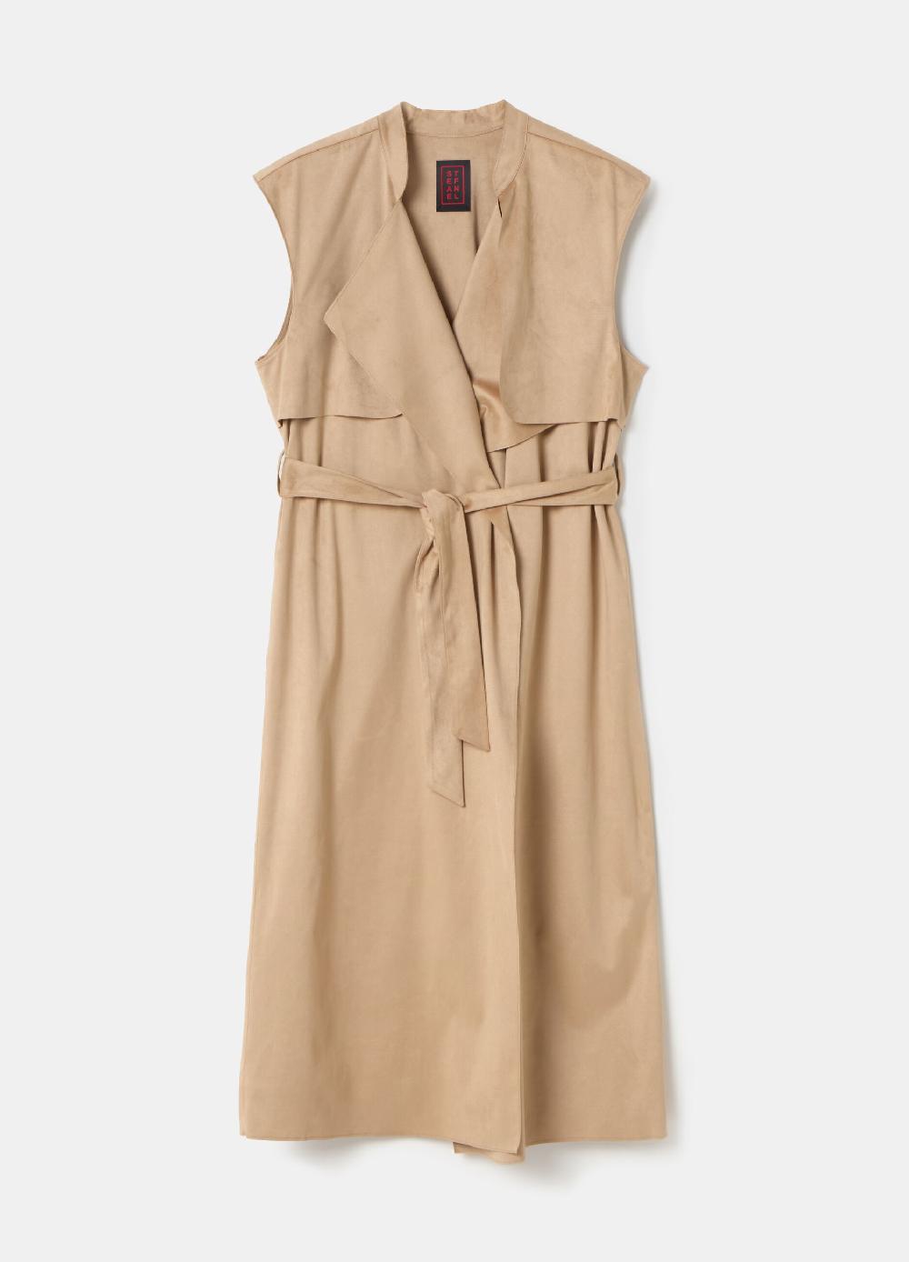 Stefanel Gilet lungo scamosciato con cintura Ritorno libero
