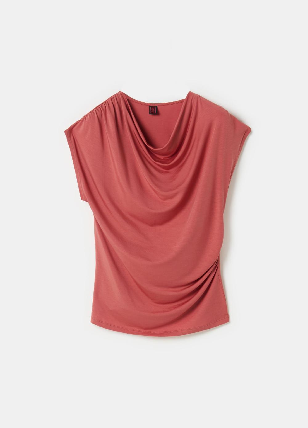 Stefanel Top smanicato scollo con drappeggio Offerta speciale della fabbrica