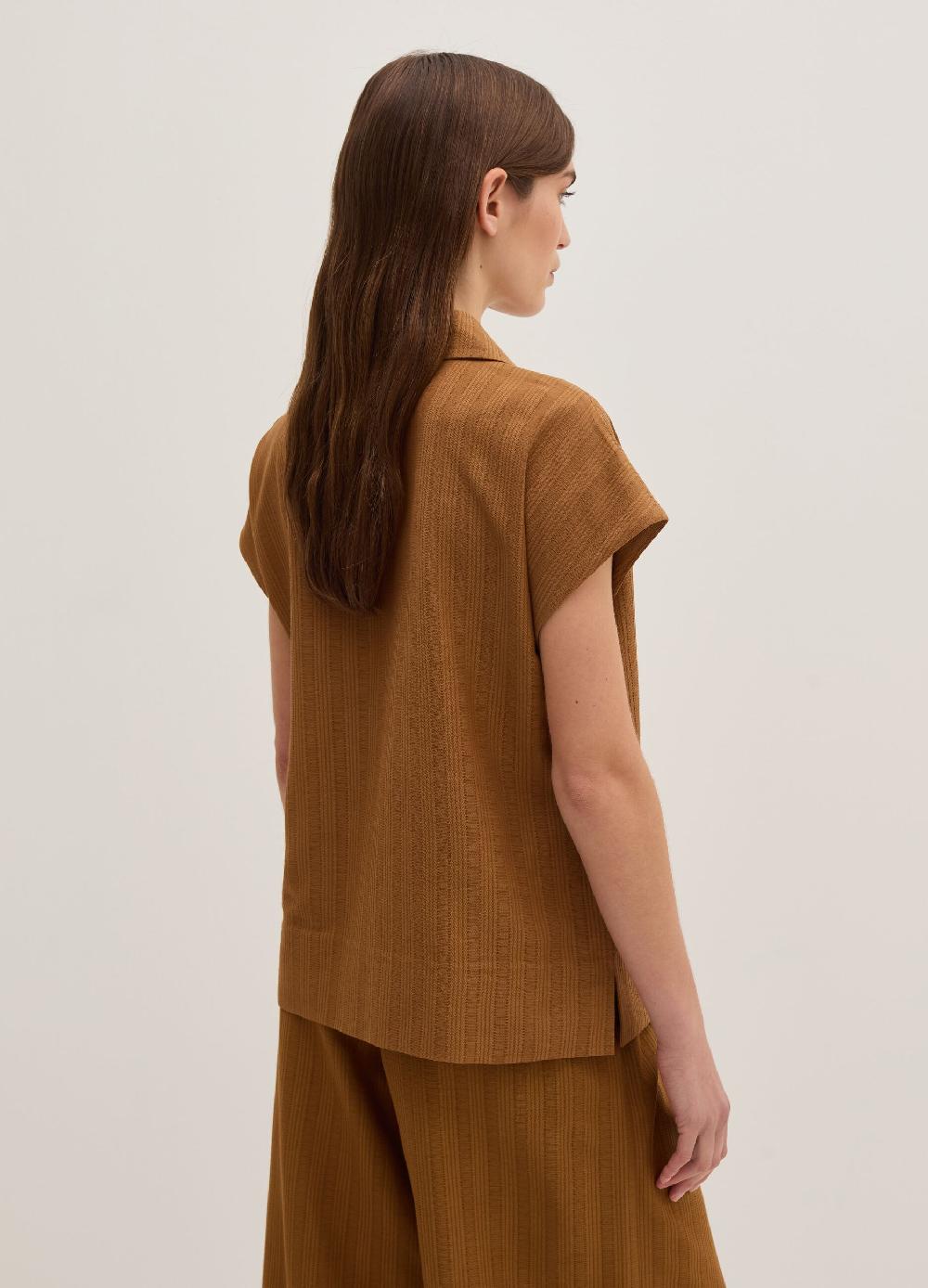 Stefanel Blusa gessata scollo serafino con colletto Esporta salva