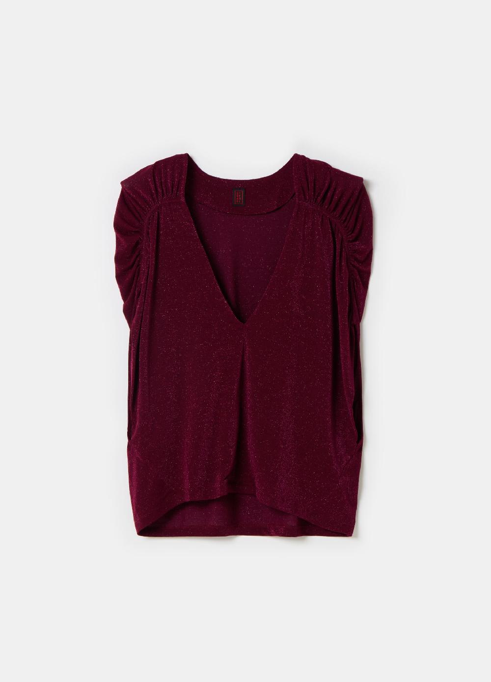 Stefanel T-shirt smanicata in lurex con arricciatura 2025