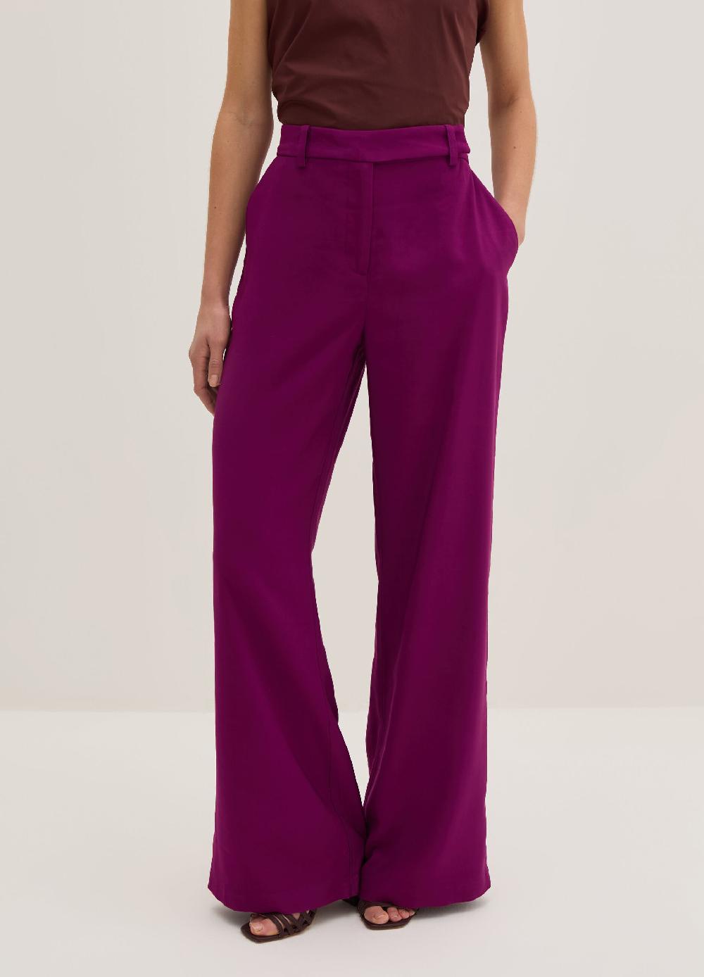 Stefanel Pantalone palazzo wide leg in twill tecnico In Linea