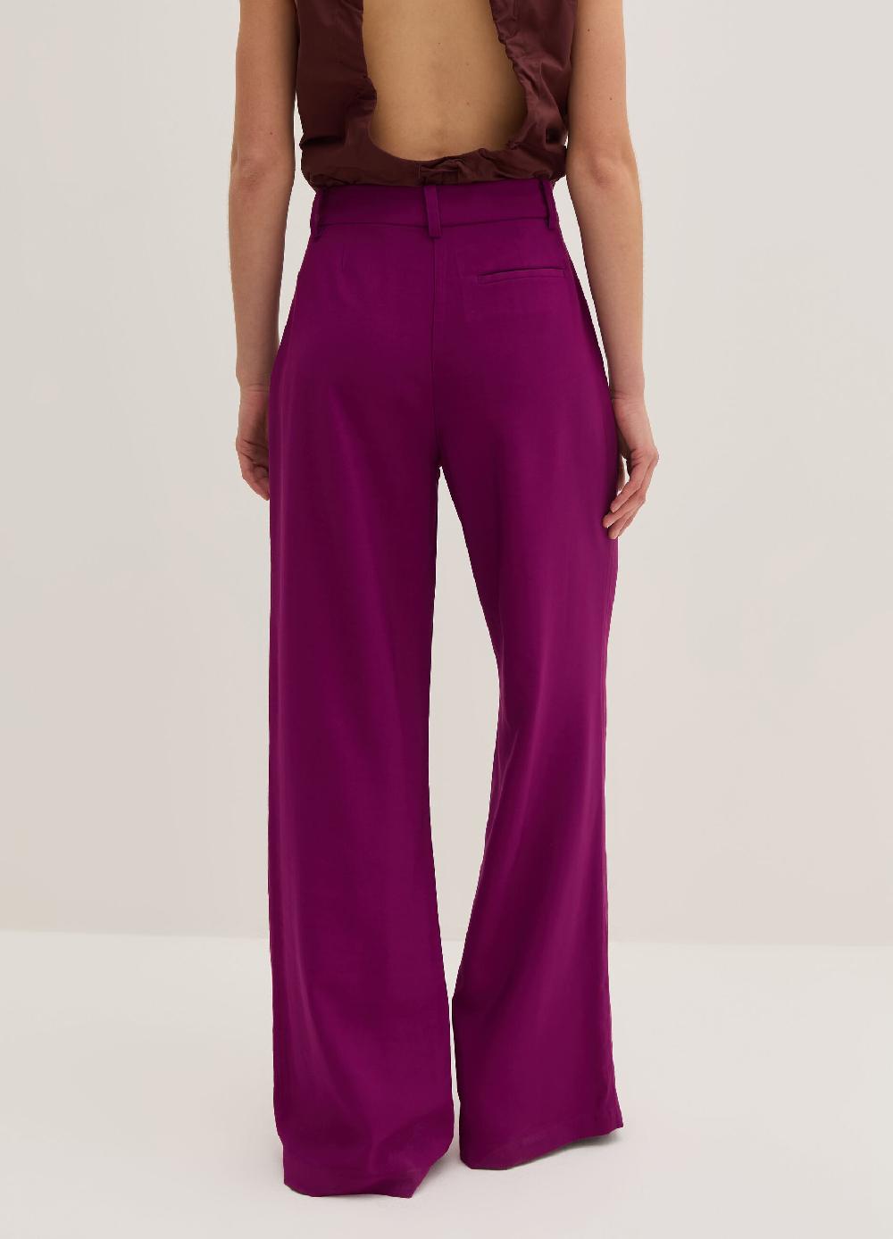 Stefanel Pantalone palazzo wide leg in twill tecnico In Linea