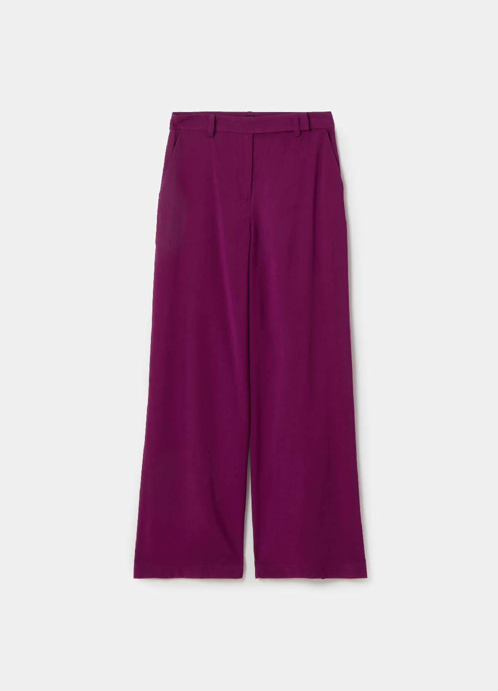 Stefanel Pantalone palazzo wide leg in twill tecnico In Linea