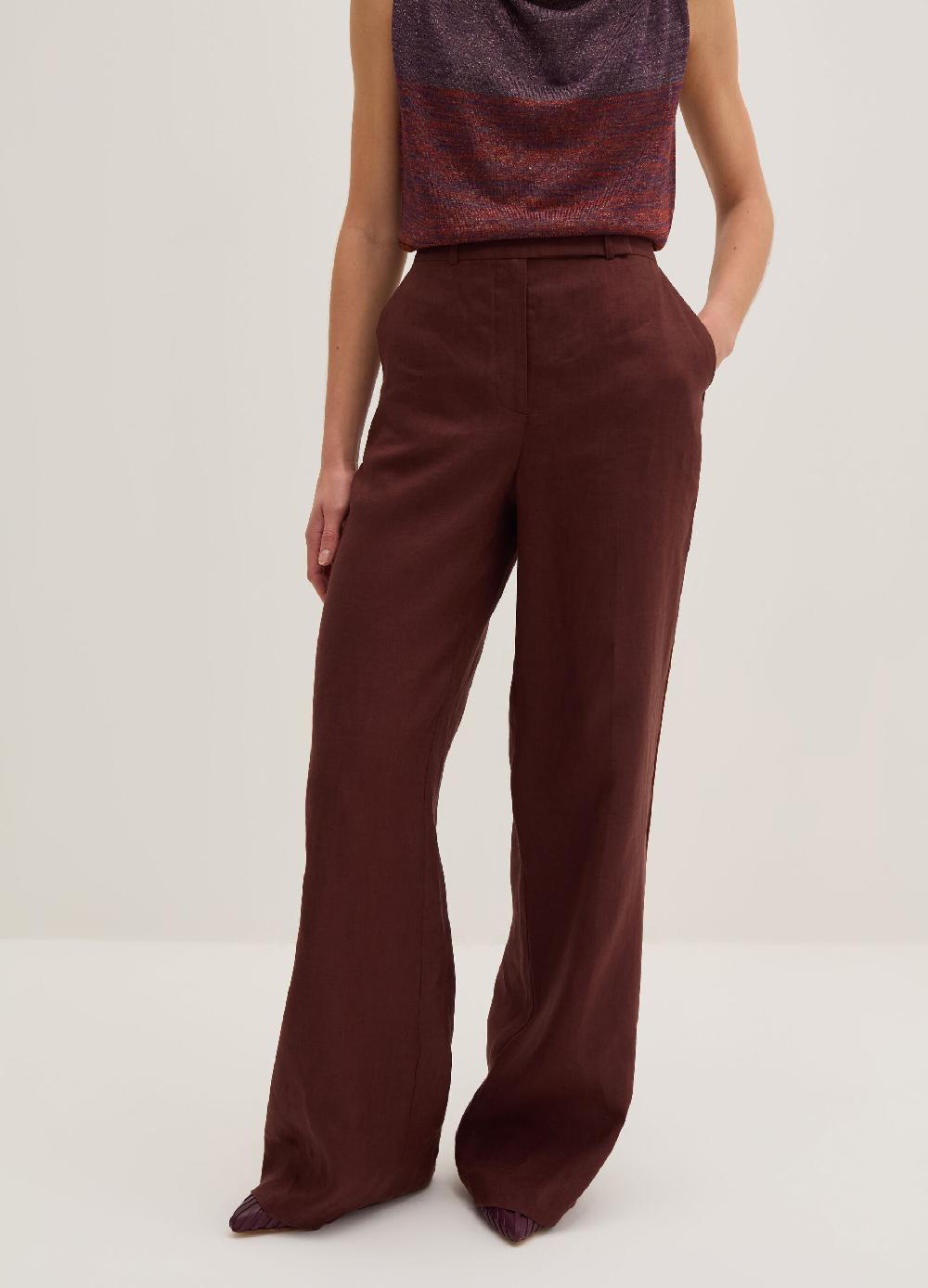 Stefanel Pantalone palazzo con piping a contrasto Qualità