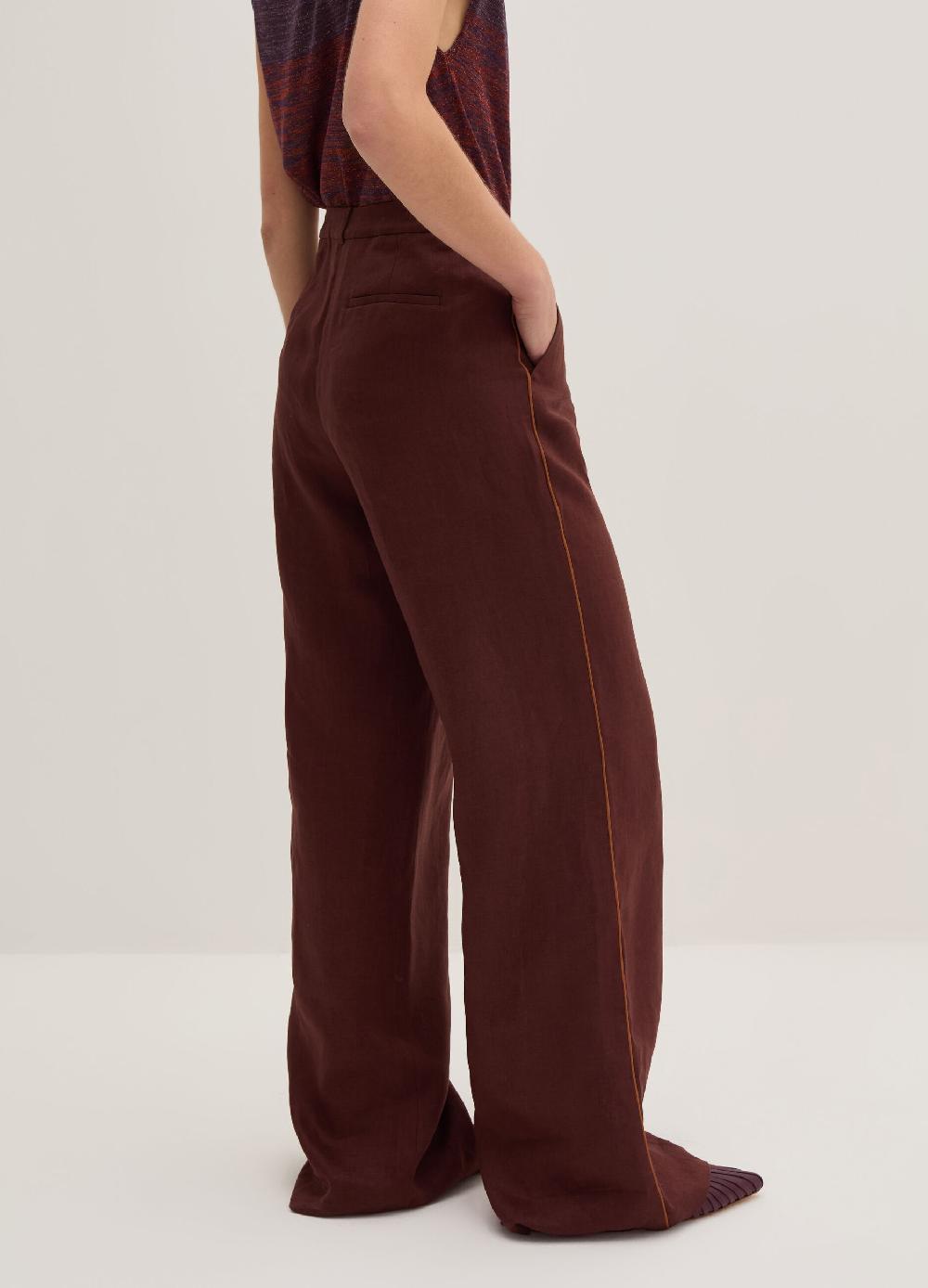 Stefanel Pantalone palazzo con piping a contrasto Qualità