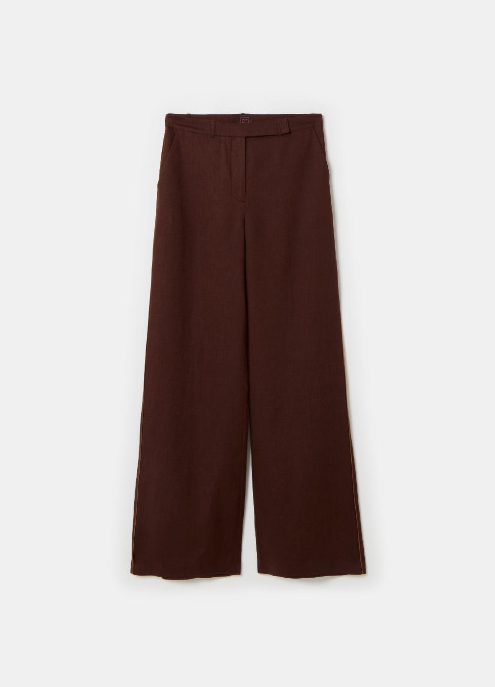 Stefanel Pantalone palazzo con piping a contrasto Qualità