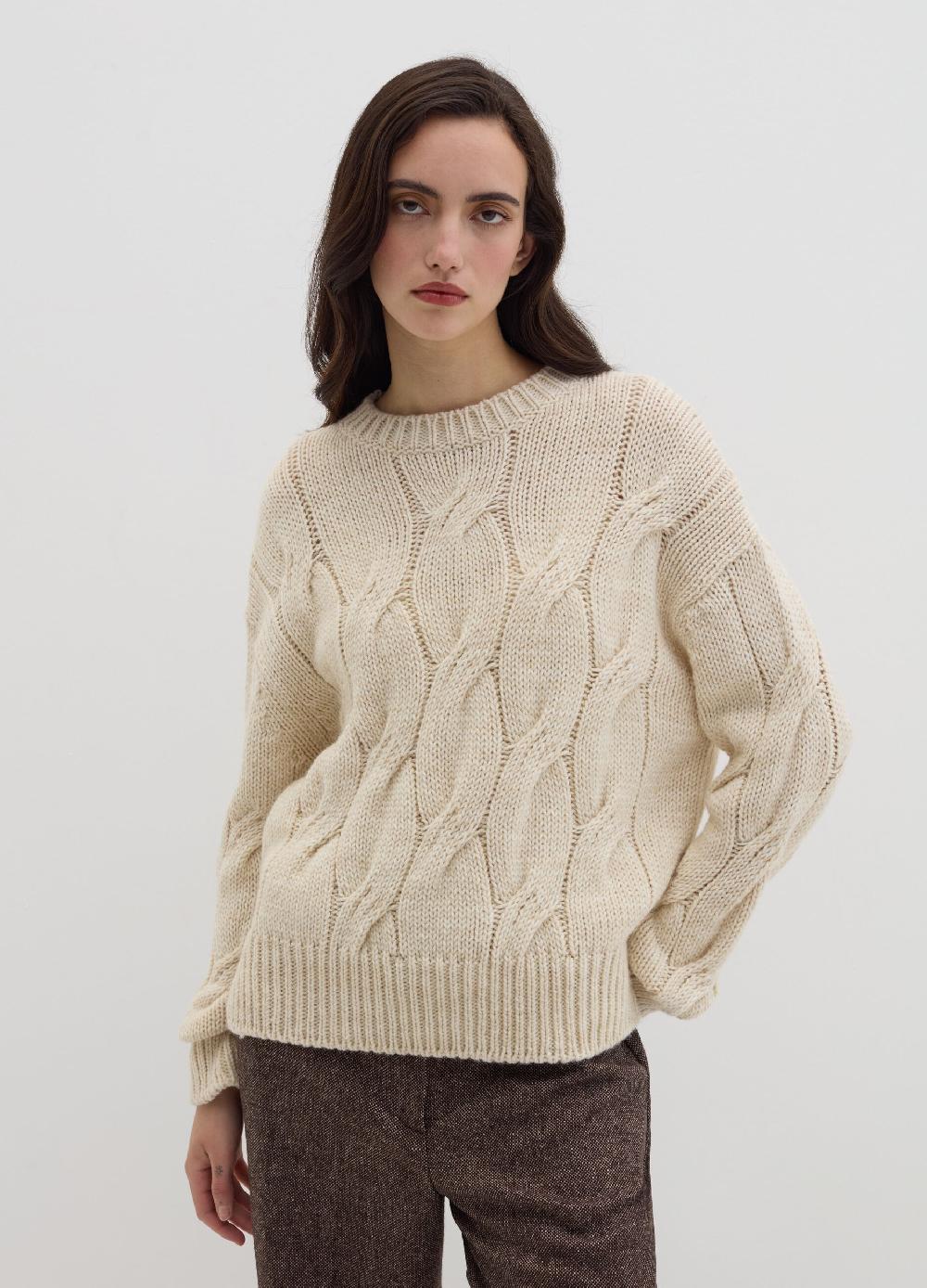 Stefanel Pullover oversize con lavorazione a treccia Shopping Online