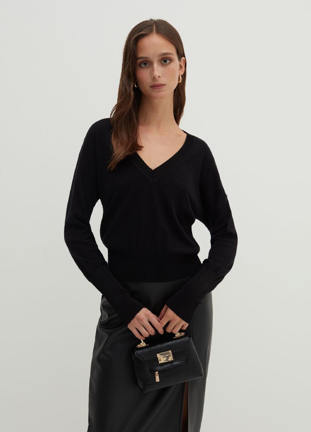 Stefanel Pullover in lana e seta con scollo a V Online