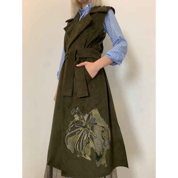 Stella Jean GILET LUNGO CON RICAMO FIORE Fino al 60% di sconto
