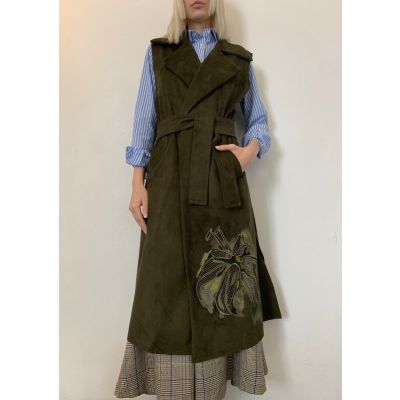 Stella Jean GILET LUNGO CON RICAMO FIORE Fino al 60% di sconto