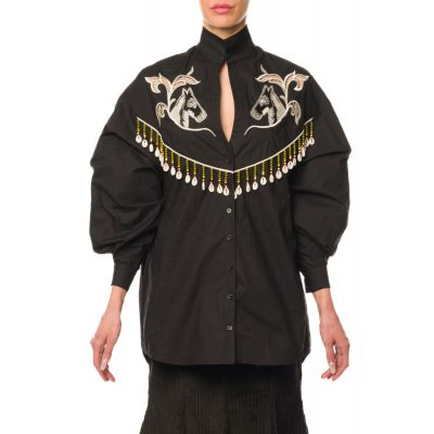 Stella Jean CAMICIA CON RICAMO E FRANGE Convenienza