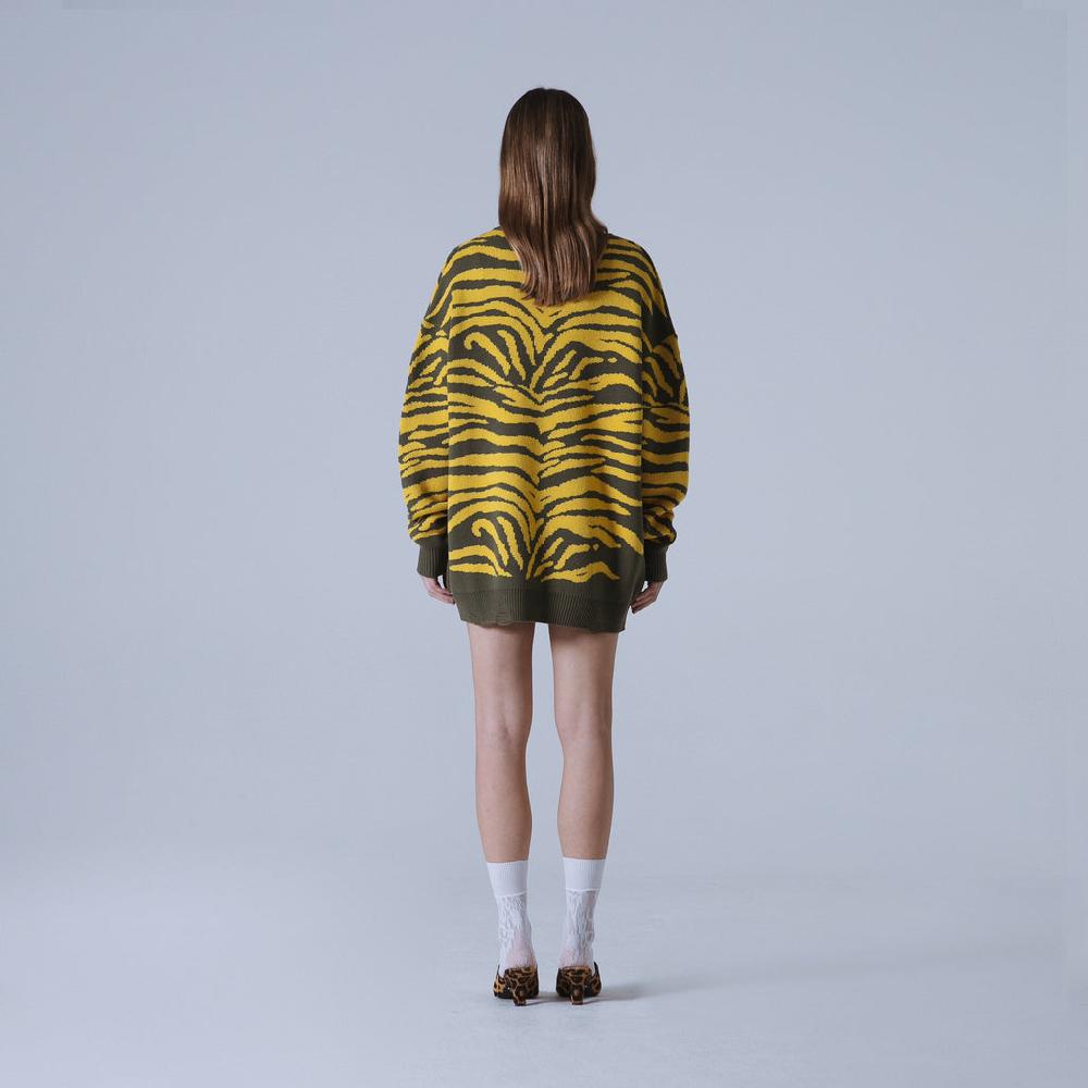 Sveta Milano Cardigan lungo jacquard Georgia in verde e giallo Fino Al -60%