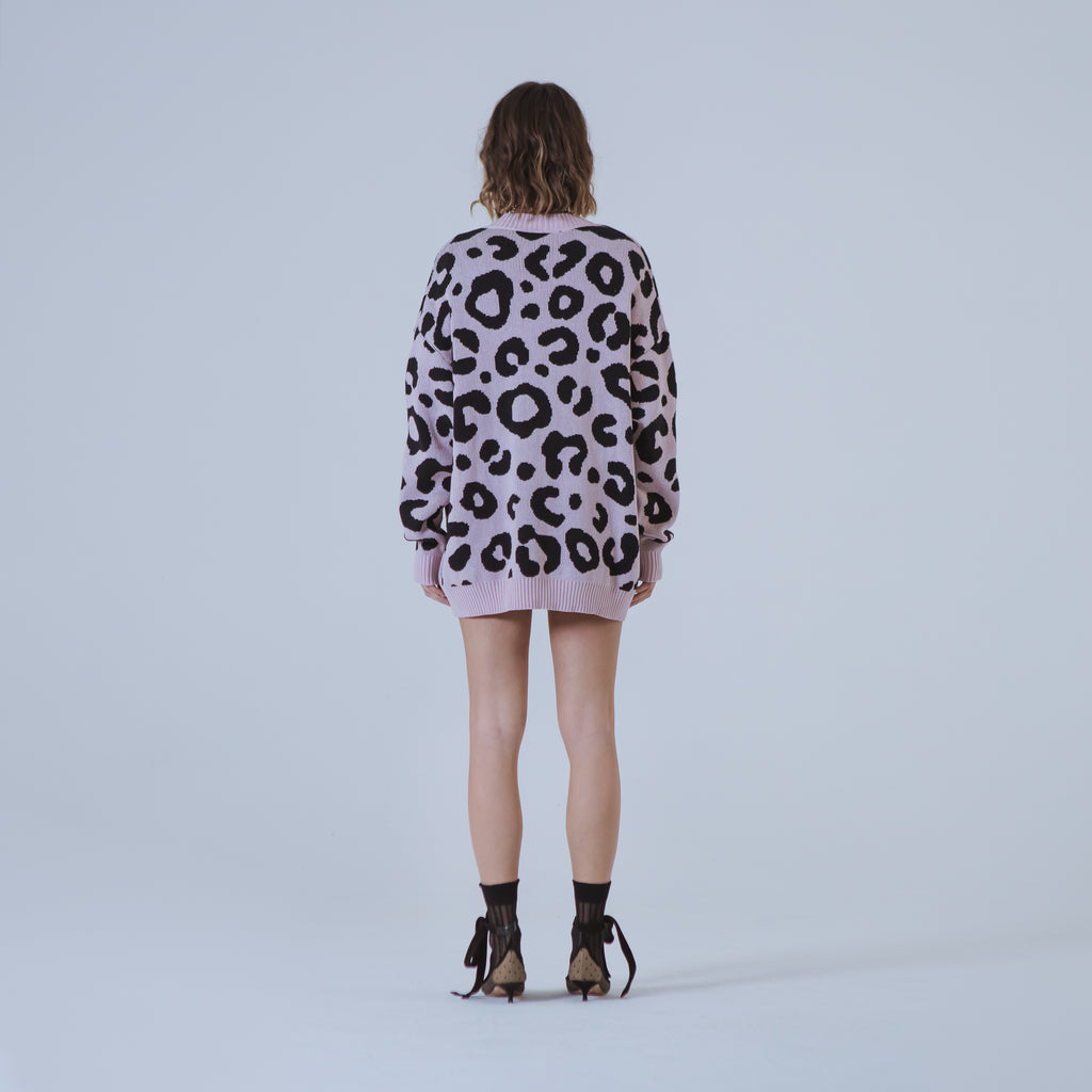 Sveta Milano Cardigan lungo jacquard Georgia in rosa e nero Affare Del Giorno