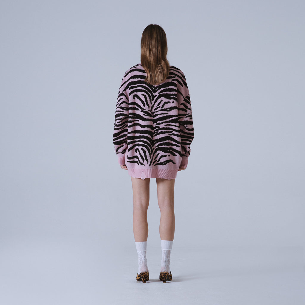Sveta Milano Cardigan lungo jacquard Georgia in rosa e nero Prezzo Ridotto