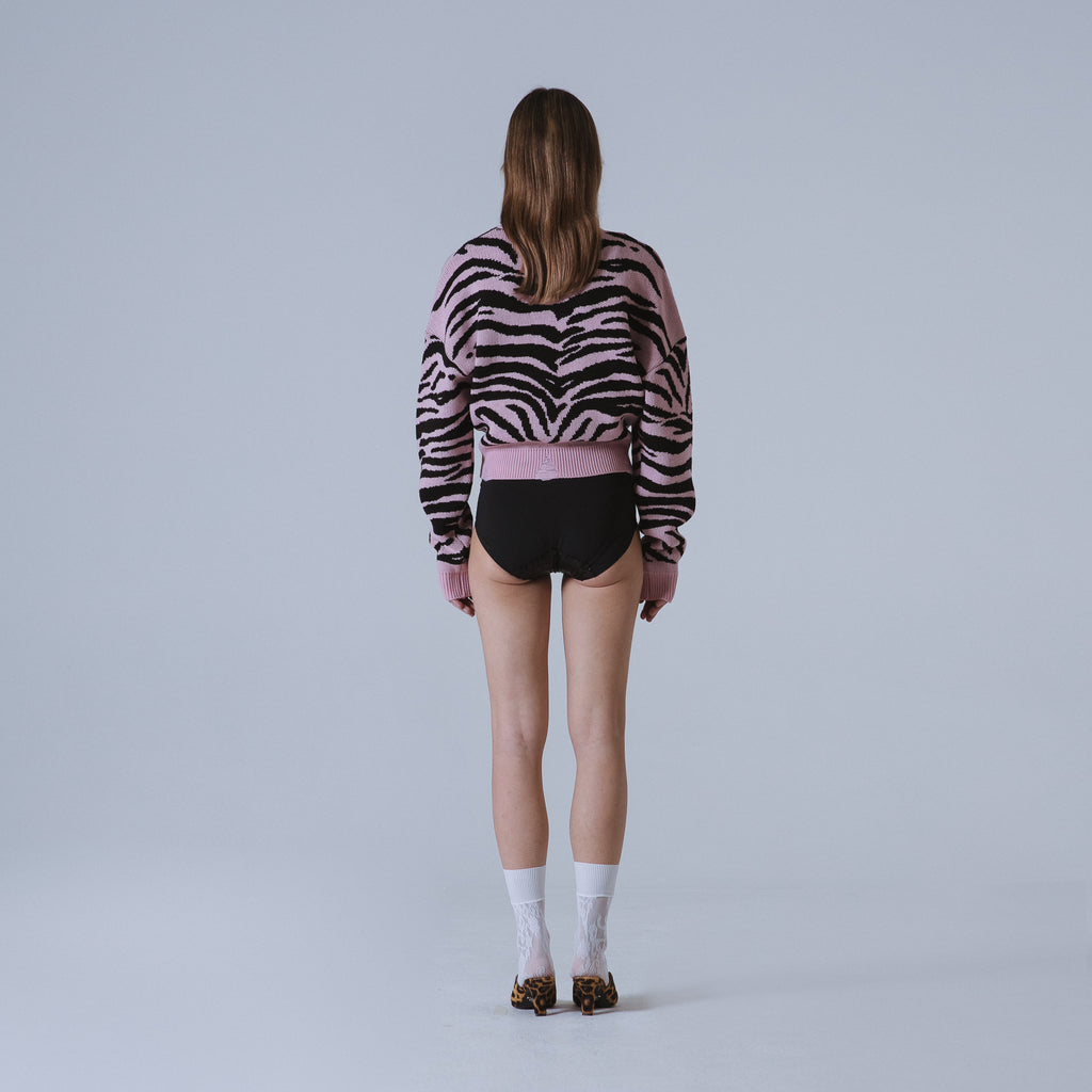 Sveta Milano Cardigan corto jacquard Dakota in rosa e nero Offerta Anniversario