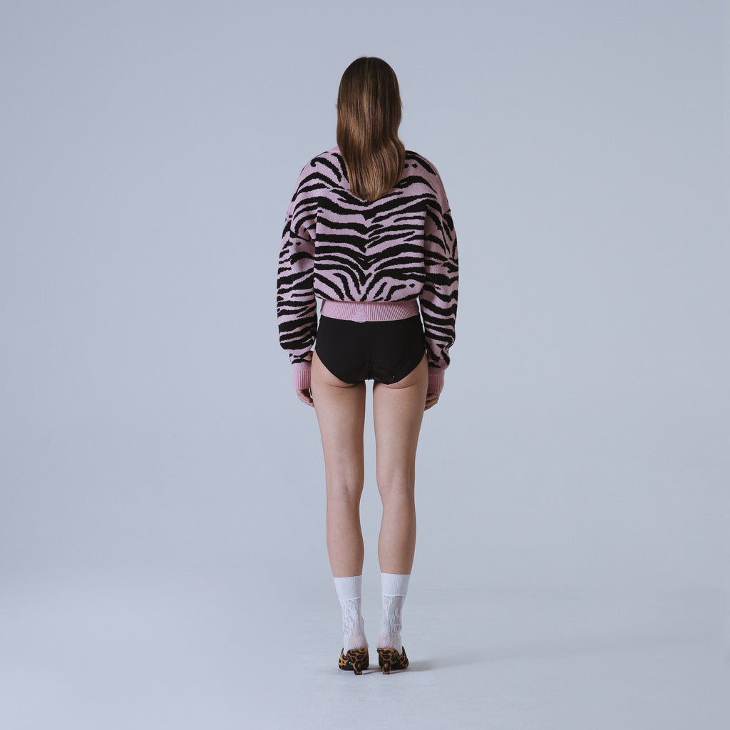 Sveta Milano Maglione girocollo jacquard Denver in rosa e nero Online Outlet