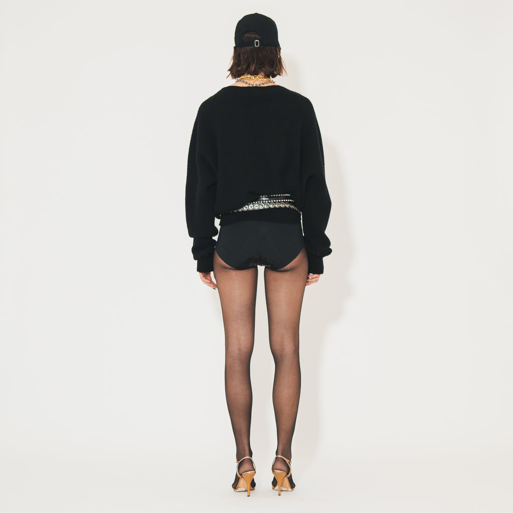 Sveta Milano Maglione girocollo Lilith nero in misto cashmere Liquidazione