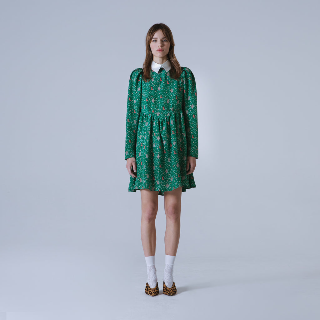 Sveta Milano Abito corto Oxford con stampa floreale su crêpe de chine di seta | Limited Edition Sostegno trimestrale