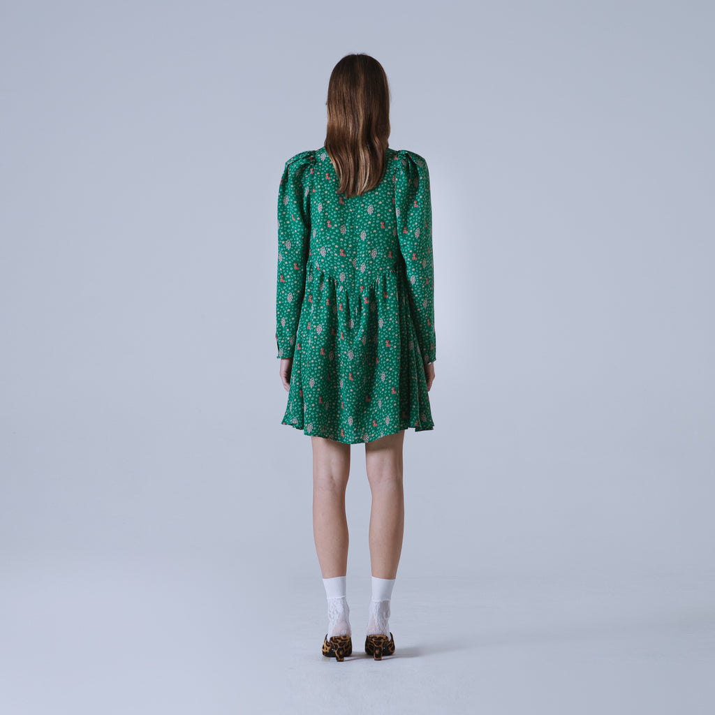 Sveta Milano Abito corto Oxford con stampa floreale su crêpe de chine di seta | Limited Edition Sostegno trimestrale