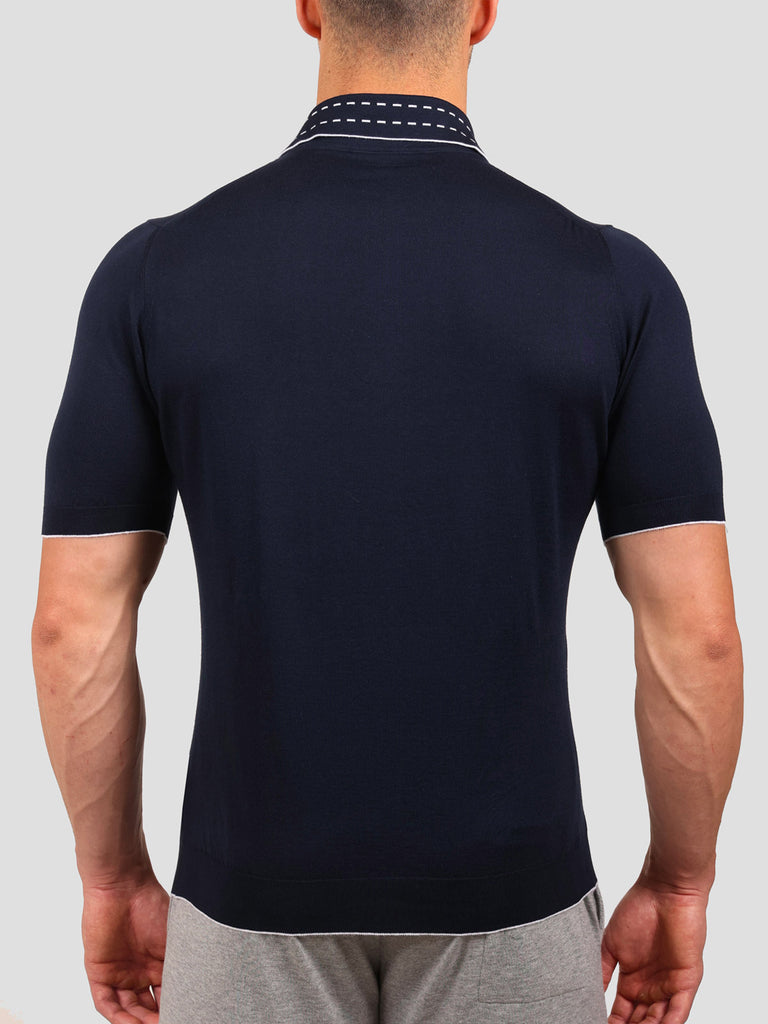 Svevo Maglia Polo 100% Cotone Supersoft Blu Navy e Bianca Soddisfazione Garantita