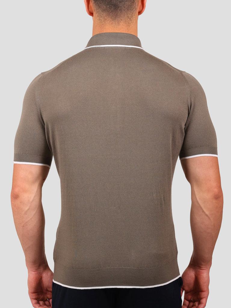 Svevo Maglia Polo 80% Cotone - 20% Seta Grigia e Bianca Qualità Garantita