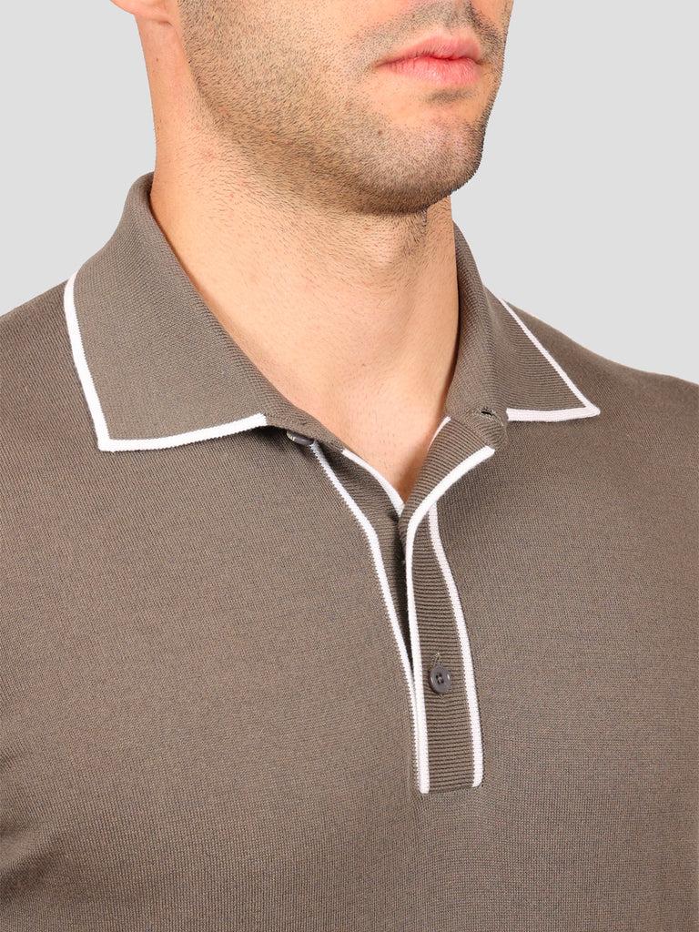Svevo Maglia Polo 80% Cotone - 20% Seta Grigia e Bianca Qualità Garantita