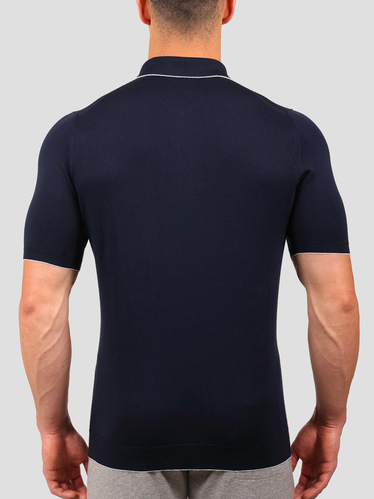 Svevo Maglia Polo con Zip 100% Cotone Supersoft Blu Negozi Online