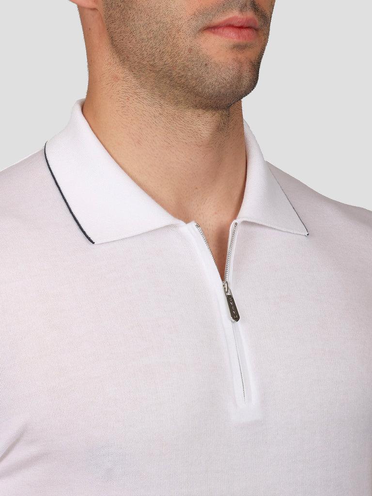 Svevo Maglia Polo con Zip 100% Cotone Supersoft Bianca Consegna Veloce