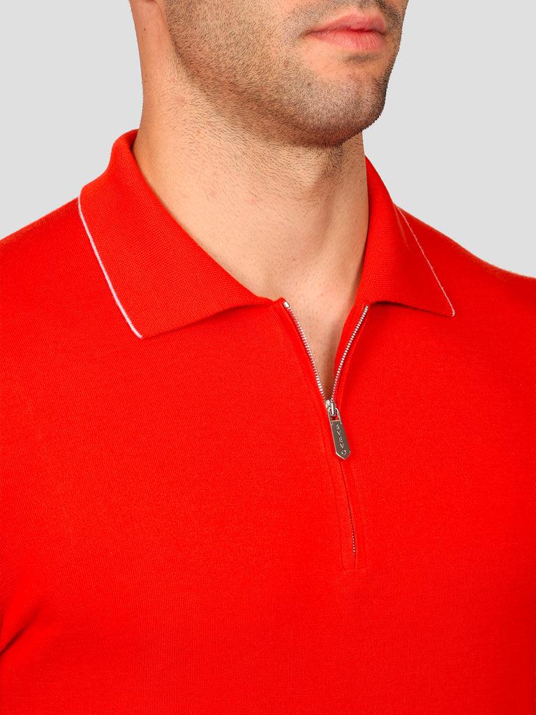 Svevo Maglia Polo con Zip 100% Cotone Supersoft Arancione Promozione Limitata