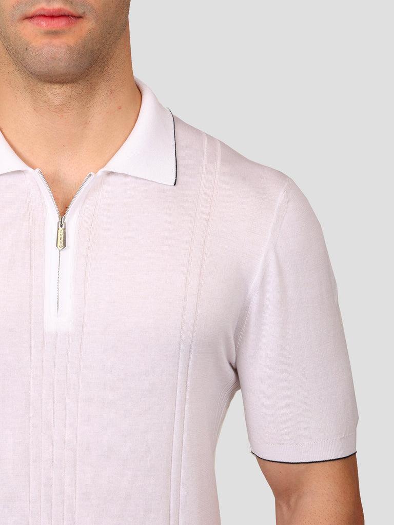 Svevo Maglia Polo con Zip 100% Cotone Supersoft Bianca Fino Al -60%