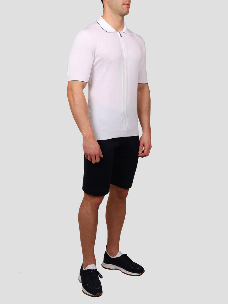 Svevo Maglia Polo con Zip 100% Cotone Supersoft Bianca Fino Al -60%